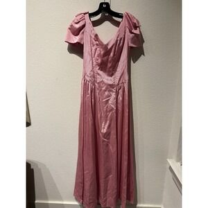 Vintage House Of Bianchi 80's Pink Long Dress‎ Coquette Prom Gown USA Romantic
